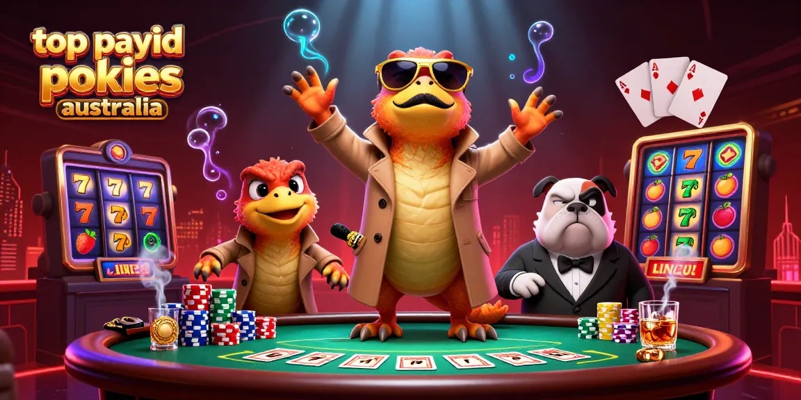 Play top payid pokies australia with vibrant 3D raptors in casino setting, showcasing action and excitement.