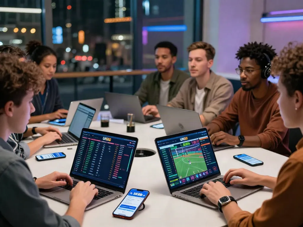 Exciting live betting experience at UK88 with diverse players engaged in online sports gambling.