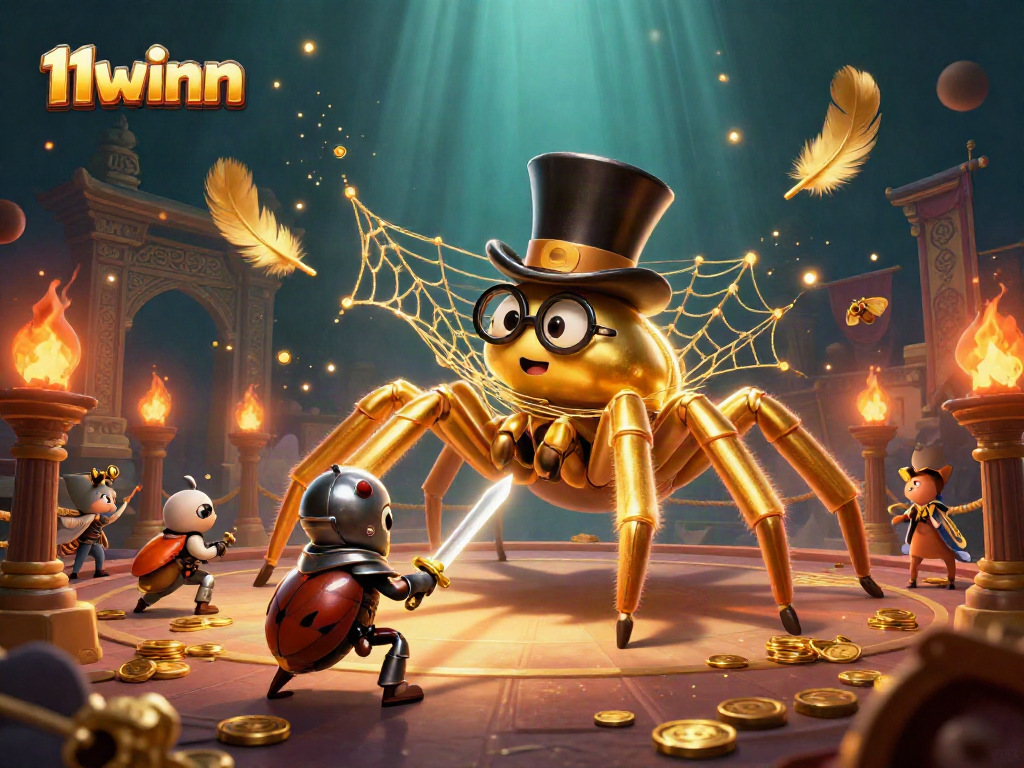 Engage in the thrilling 11winn casino experience with animated characters and vibrant casino elements.
